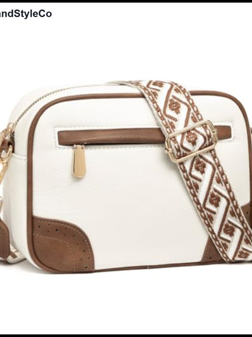 Small Crossbody Bag Vegan Leather Triple Zip Adjustable Wide Strap